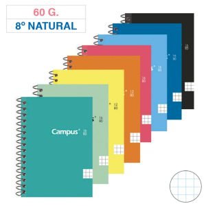 Bloc Espiral Campus 8º Natural Tapa Básica 80 Hojas 60g Cuadrícula 4 mm