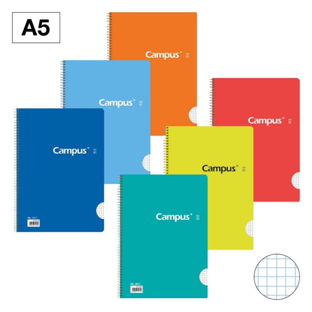 Bloc Espiral Campus A5 Tapa Básica 80 Hojas 60g Cuadrícula 4 mm