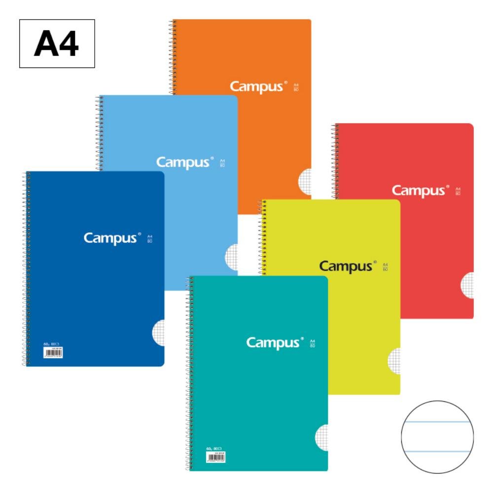 Bloc Espiral Campus A4 Tapa Básica 80 Hojas 60g Rayado Horizontal
