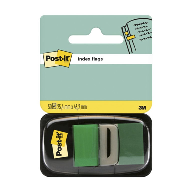 Banderitas Post-It 25,4 x 43 mm Dispensador Verde 50 ud.