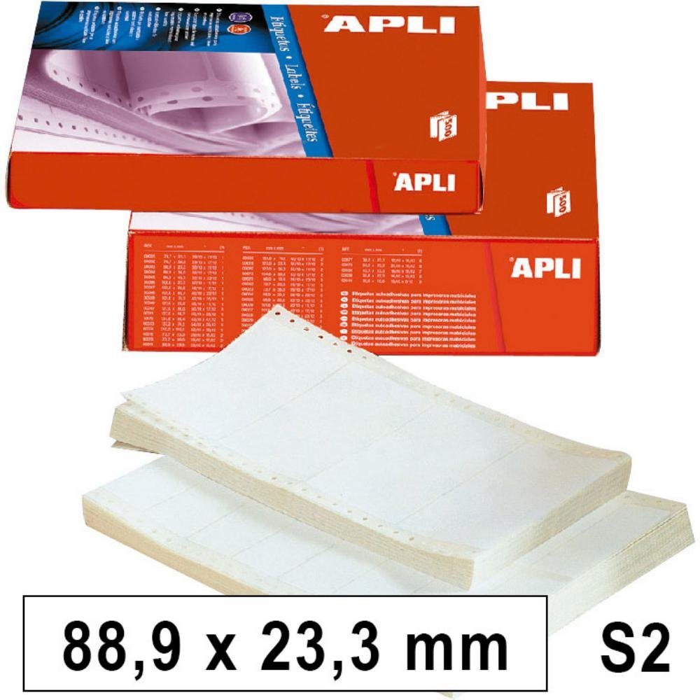 Etiquetas en Continuo Apli 88,9 x 23,3 mm 2 Salidas 12000 ud.