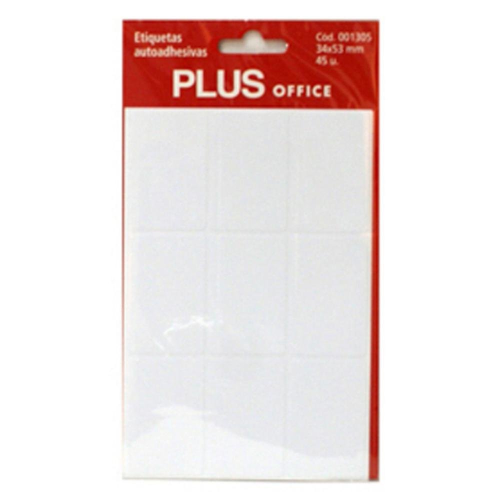 Etiquetas Autoadhesivas Plus Office 34 x 53 mm 45 Etiquetas 5 Hojas