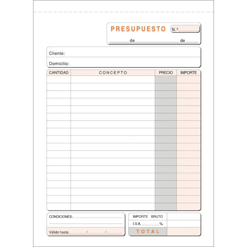 Talonario Presupuestos Plus Office Natural 145 x 207 mm Duplicado 50 Juegos