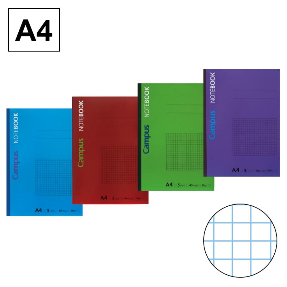 Libreta de Apuntes Encolada Campus A4 40 Hojas 90g Cuadrícula 5 mm
