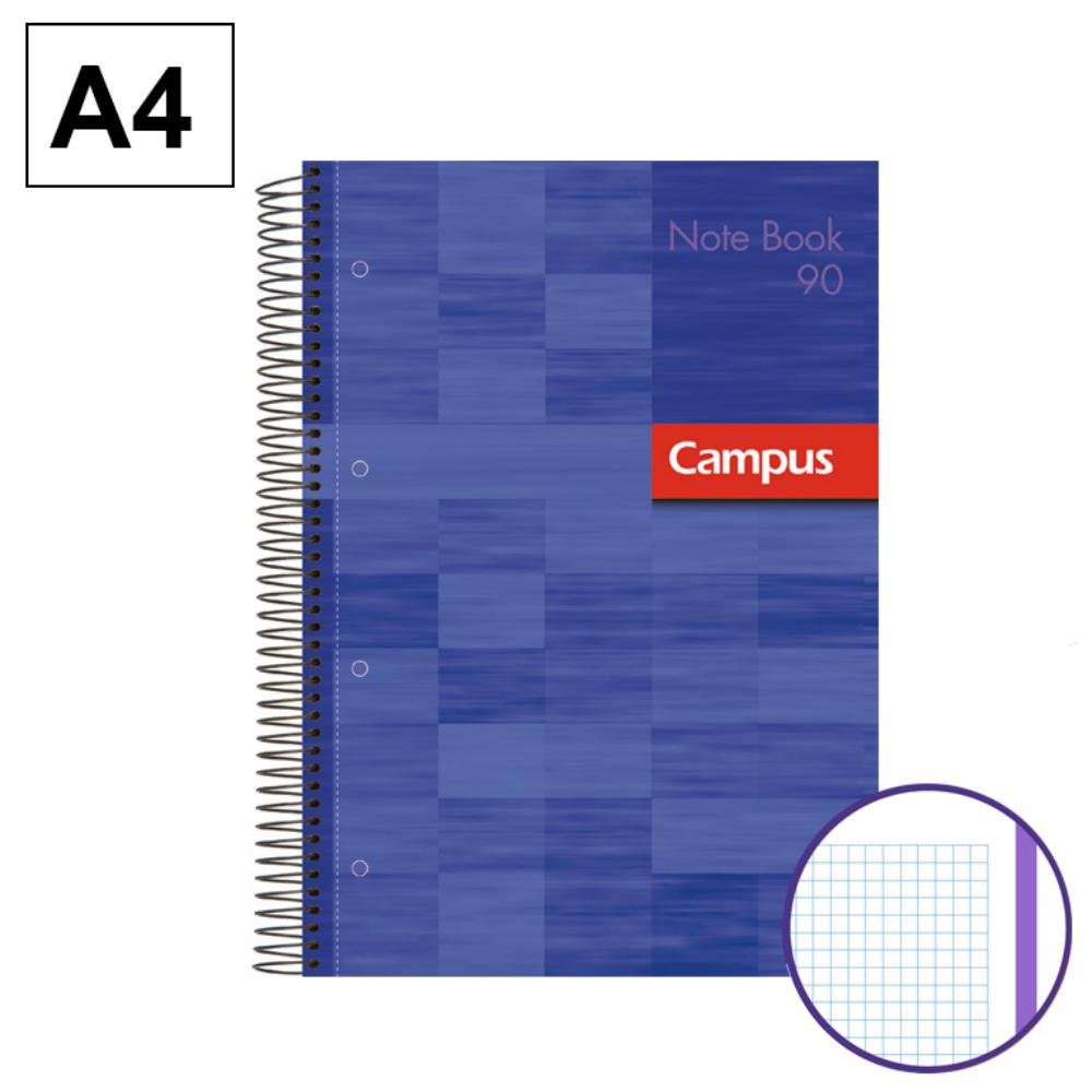 Bloc Espiral Campus A4 Tapa Extradura Microperforado 80 Hojas 90g Cuadrícula 5 mm Violeta