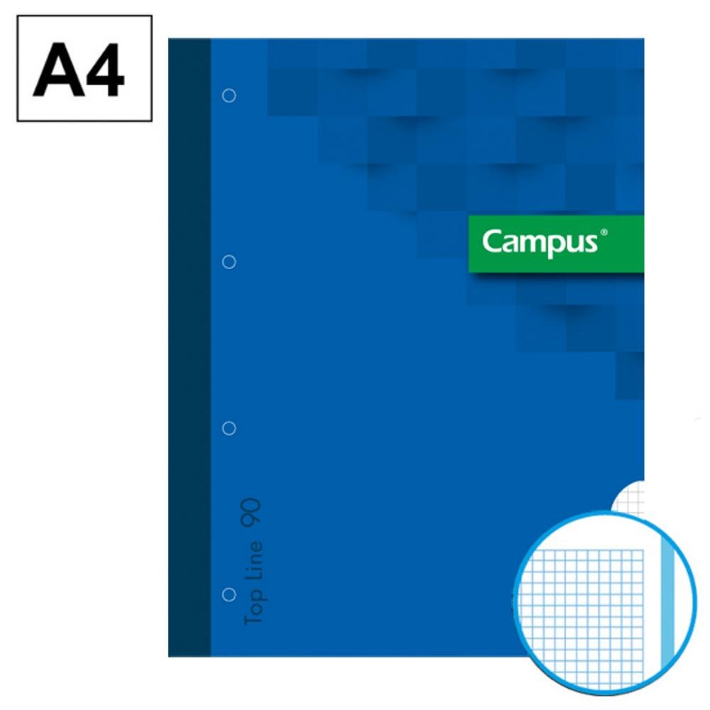 Bloc Encolado Hojas de Recambio Campus A4 80 Hojas 90g Cuadrícula 5 mm Banda Azul