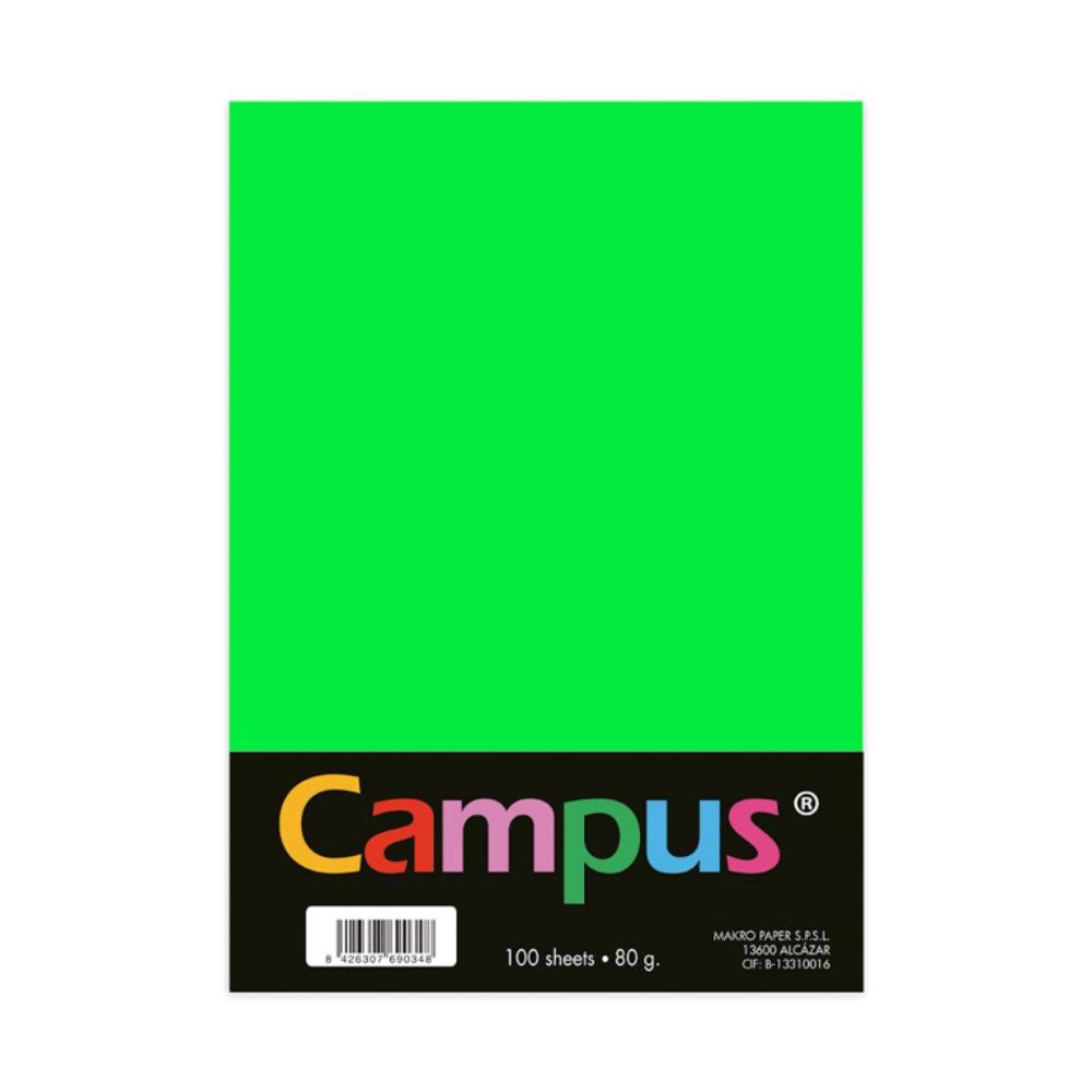 Papel A4 Campus 80g 100 Hojas Verde Neón