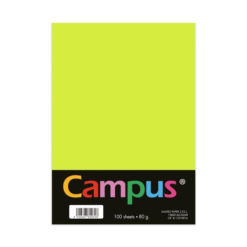 Papel A4 Campus 80g 100 Hojas Amarillo Neón