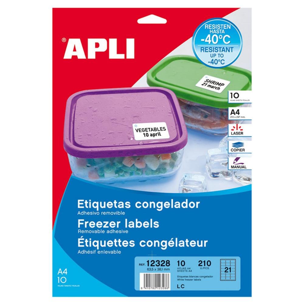 Etiquetas para Congelador Apli 63,5 x 38,1 mm Pack 10 Hojas