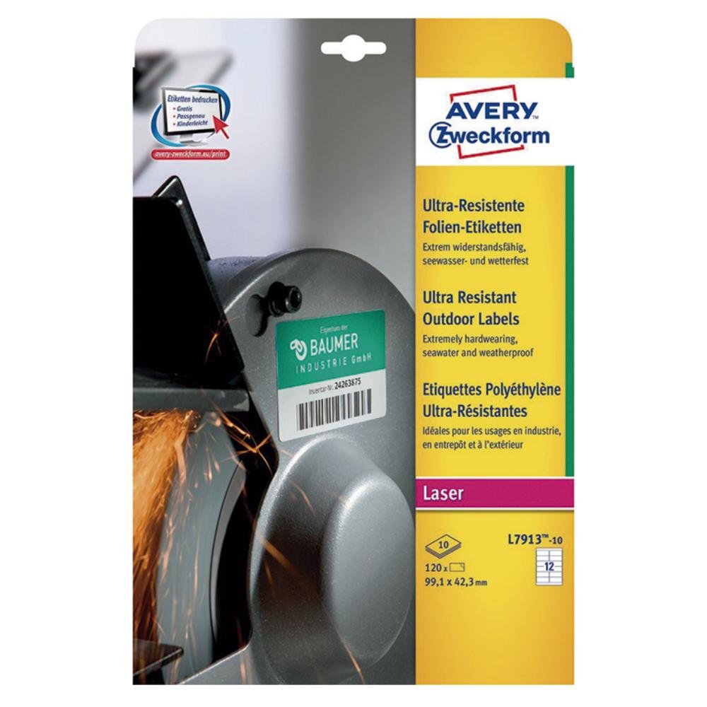 Etiquetas Blancas Polietileno Flexible 99,1 x 42,3 mm Avery 120 ud.
