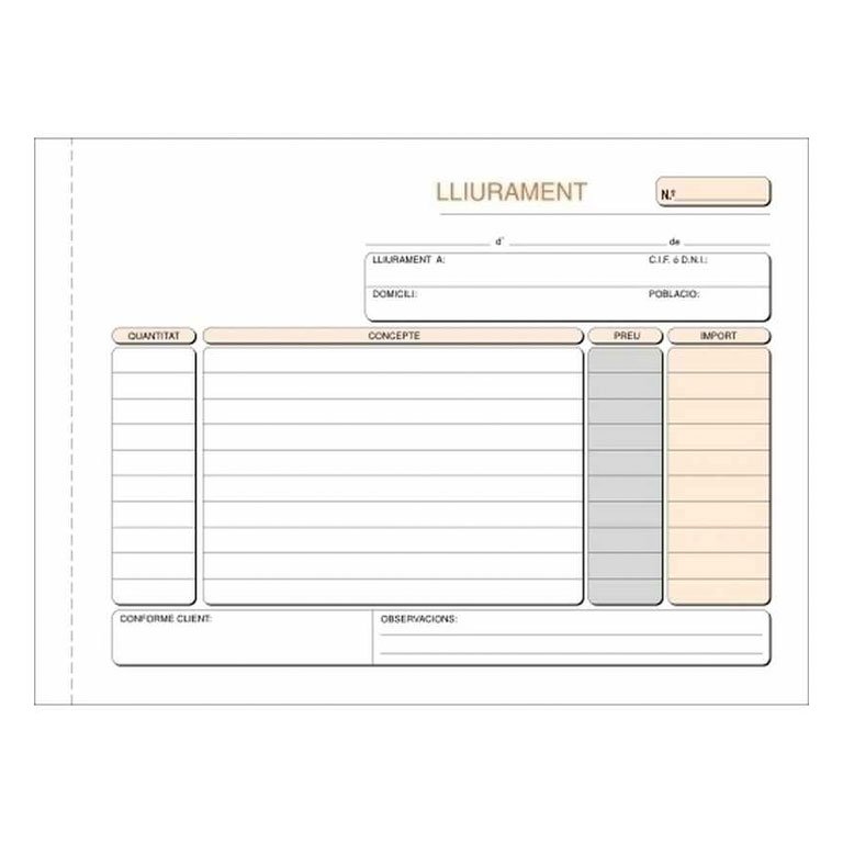 Talonario Entregas Catalán Plus Office Apaisado 210 x 150 mm Duplicado 50 Juegos