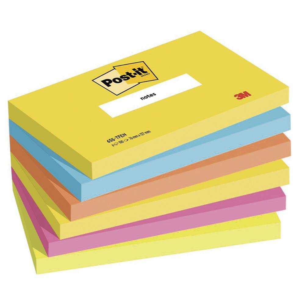 Bloc Notas Adhesivas Post-It 76 x 127 mm Colores Energía 100 Hojas