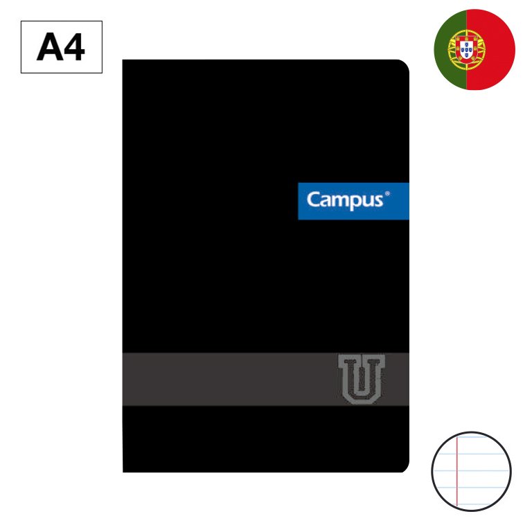 Libreta Grapada Campus A4 Tapa Plástico 48 Hojas 90g Rayado Horizontal Doble Margen