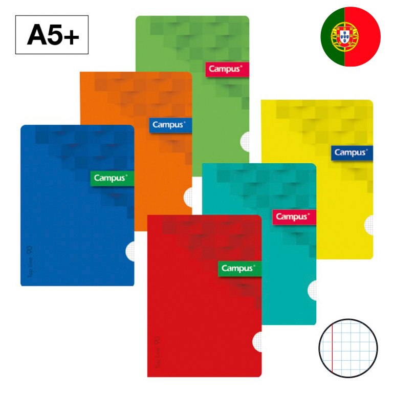Libreta Grapada Campus A5+ Tapa Plástico 48 Hojas 90g Cuadrícula 5 mm Doble Margen