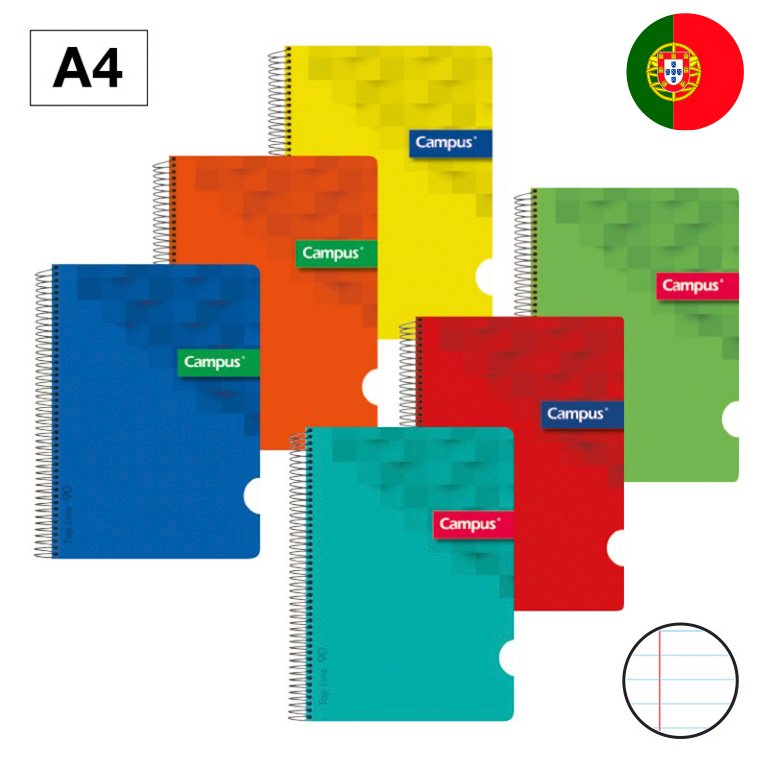 Bloc Espiral Campus A4 Tapa Plástico 80 Hojas 90g Rayado Horizontal Doble Margen