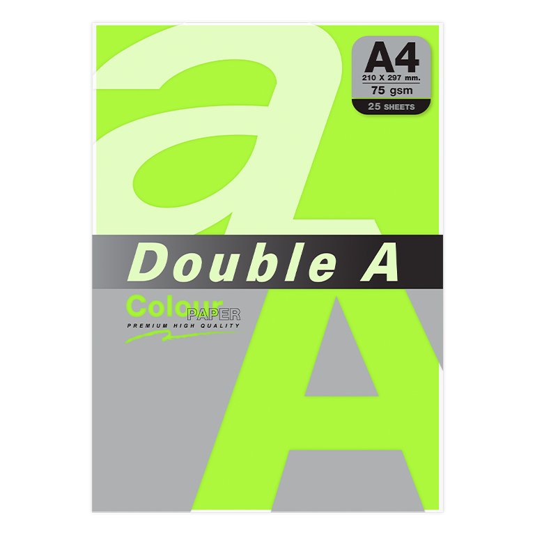 Papel A4 Double A Colour 75g 25 Hojas Verde Neón