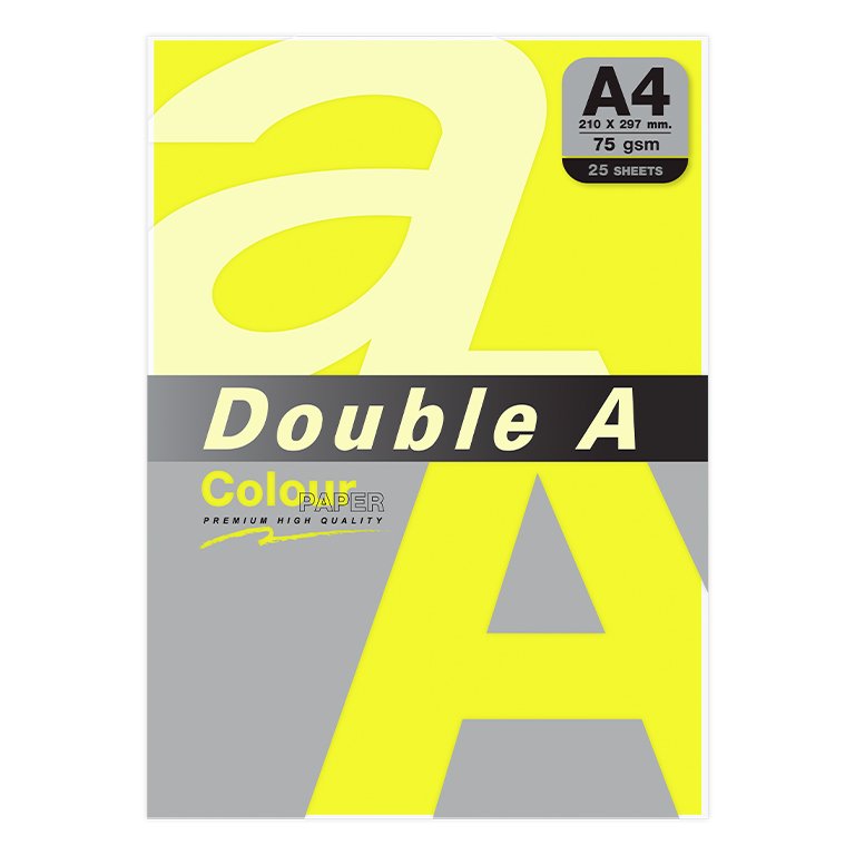 Papel A4 Double A Colour 75g 25 Hojas Amarillo Neón