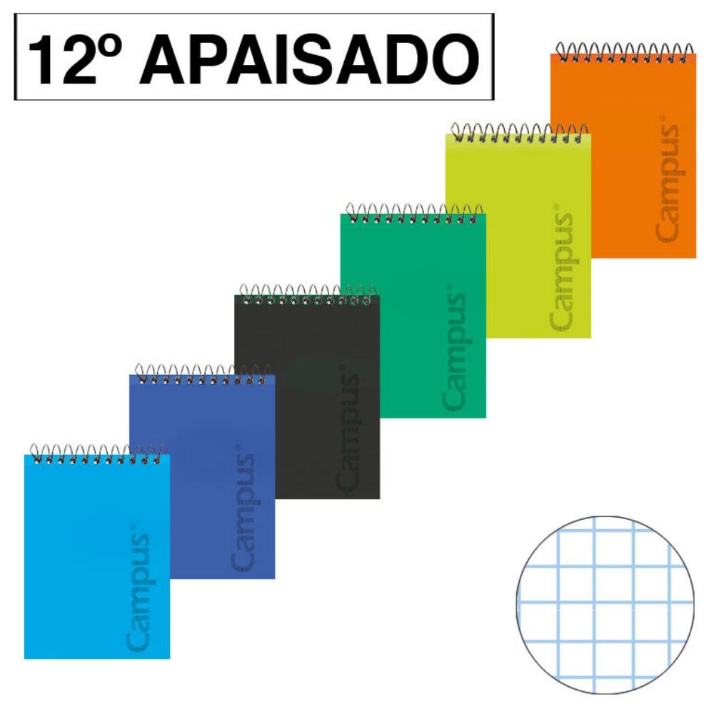 Bloc Espiral Campus 12º Tapa Plástico 80 Hojas 60g Cuadrícula 4mm
