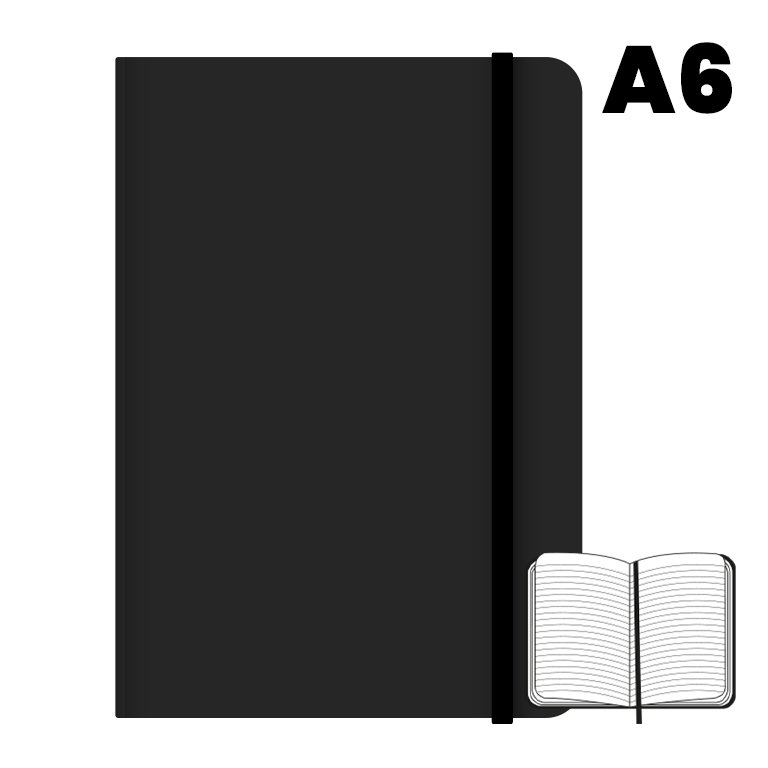 Libreta Cosida Campus University A6 Rayado Horizontal Negro