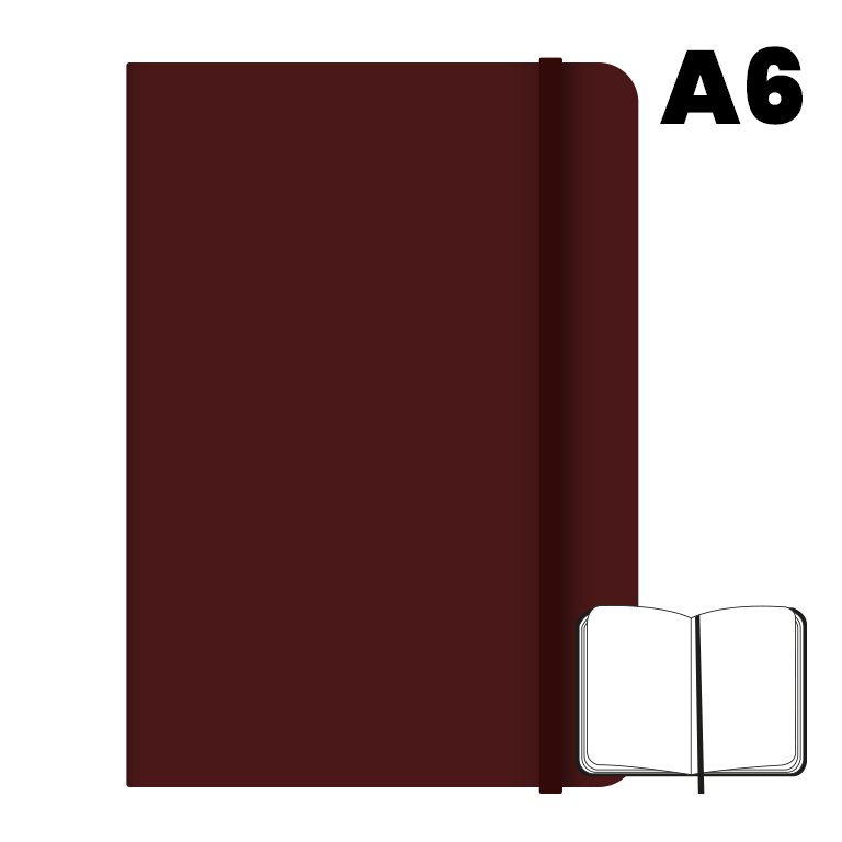 Libreta Cosida Campus University A6 Hojas Lisas Granate