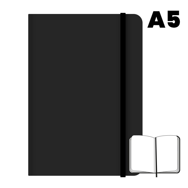 Libreta Cosida Campus University A5 Hojas Lisas Negro