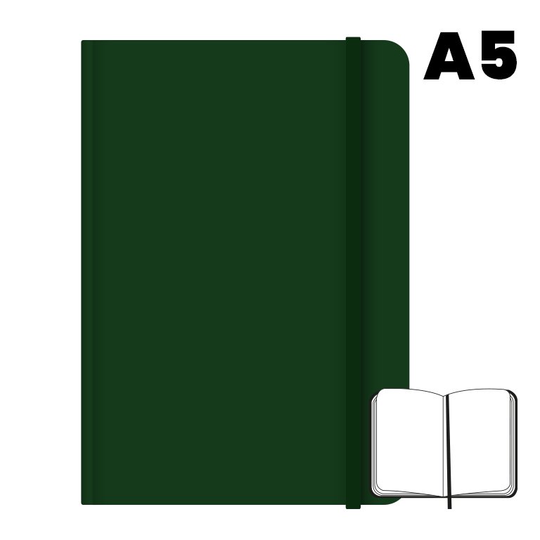 Libreta Cosida Campus University A5 Hojas Lisas Verde Oscuro