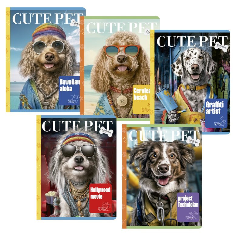 Libreta Cosida Campus University Cute Pet Perros Rayado Horizontal 190 x 248 mm