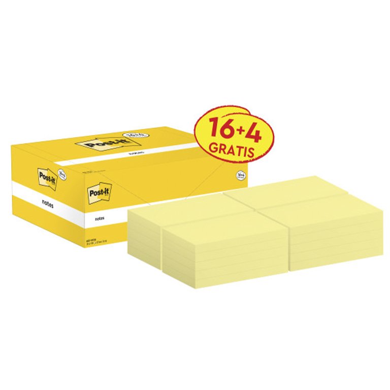 Bloc Notas Adhesivas Post-It 76 x 127 mm Amarillas 100 Hojas