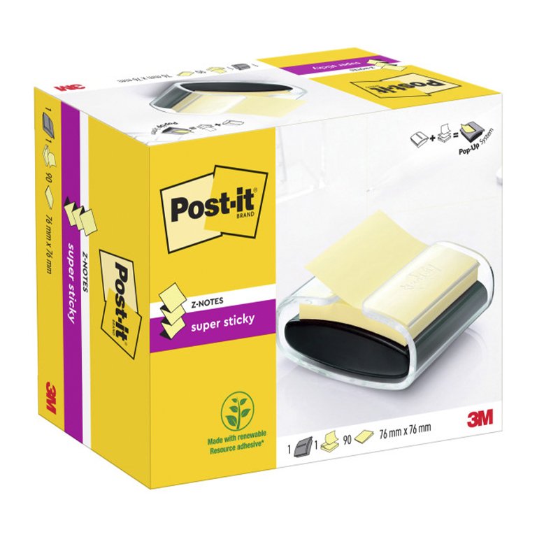 Dispensador de Bloc de Notas Adhesivas Post-it Negro + 1 Bloc de Notas