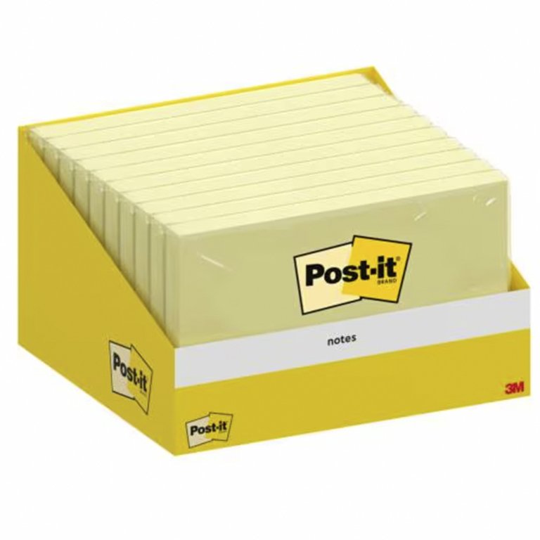 Bloc Notas Adhesivas Z-Notes Post-It 76 x 127mm Amarillo 100 Hojas Caja Cartón