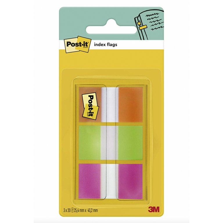 Banderitas Post-It 25 x43,2 mm Dispensador 3 Colores 60 ud.