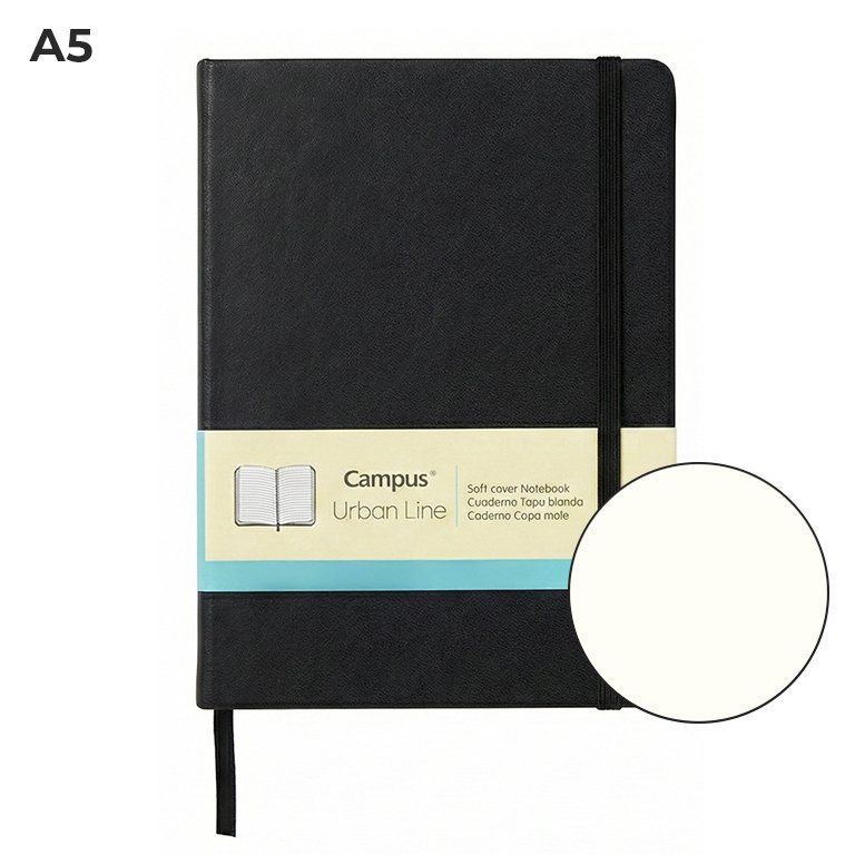 Libreta Cosida Campus Urban Line A5 80 Hojas Liso Negro