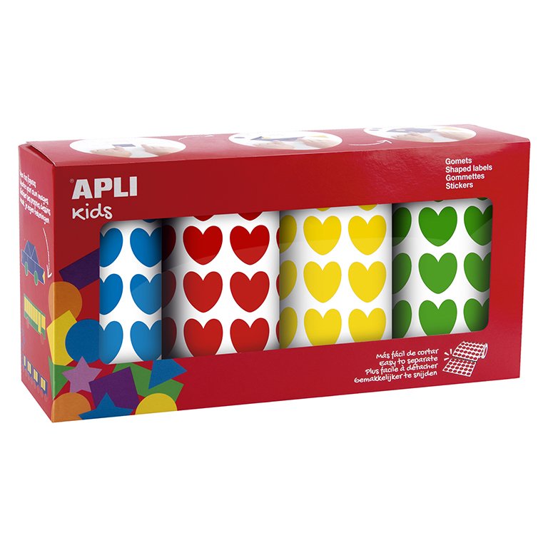 Gomets Apli Corazones 20 x 18 mm Multicolor 4 ud.