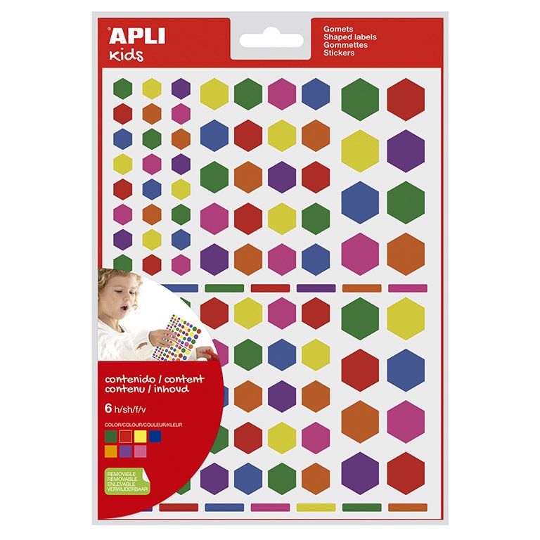 Gomets Formas Geométricas Apli Hexagonales Colores Surtidos 6 Hojas