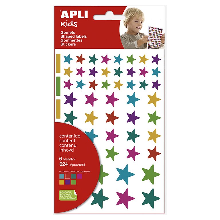 Gomets Estrellas Apli Colores Surtidos 6 Hojas