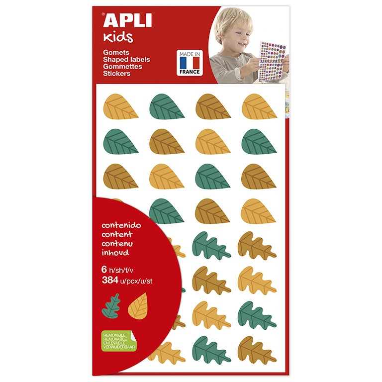 Gomets Hojas de Árboles Apli Colores Surtidos 6 Hojas