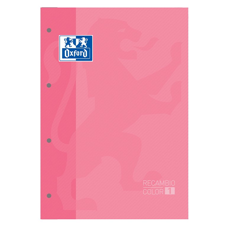 Recambio Archivador Oxford A4 80 Hojas Cuadrícula 5mm Banda Rosa Chicle