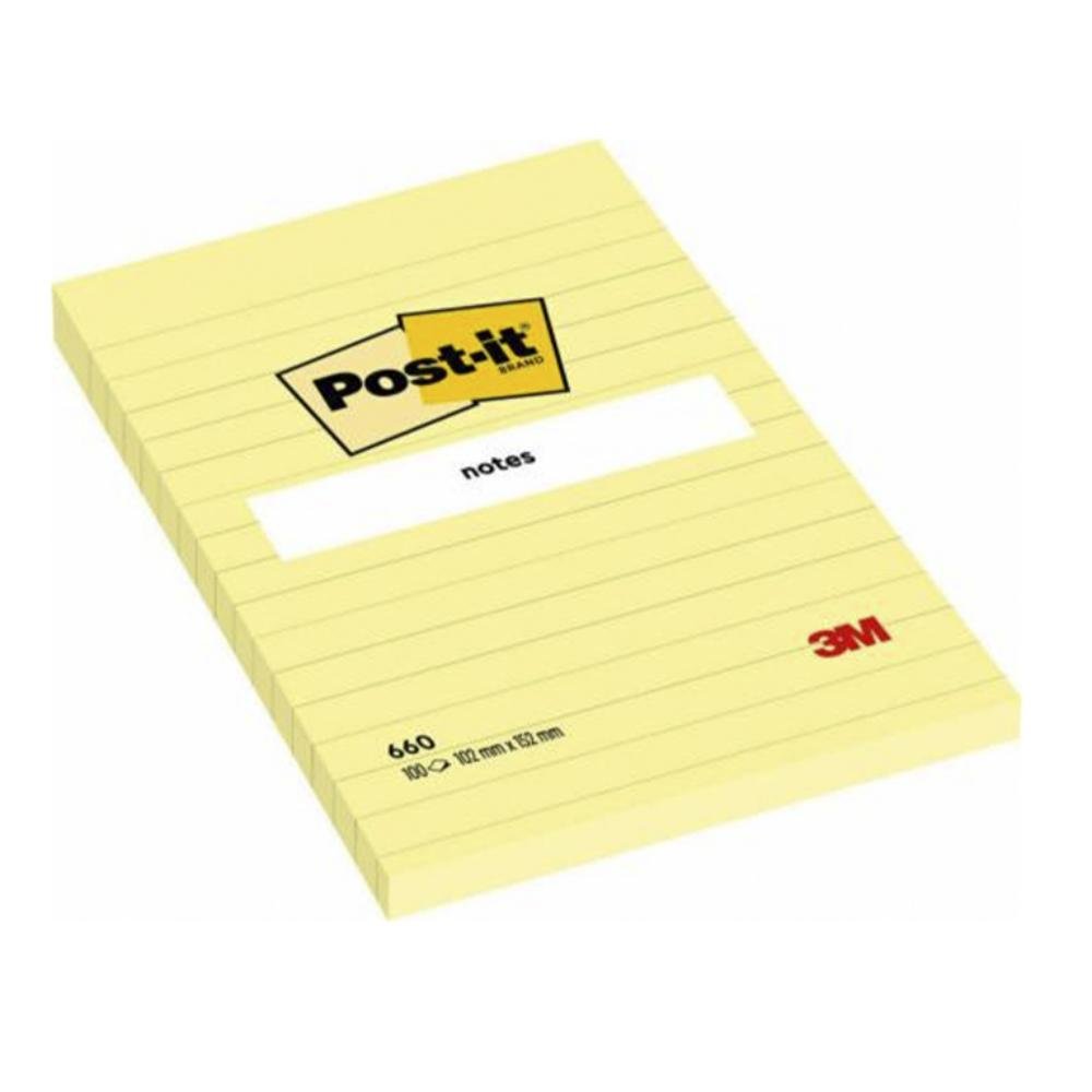 Bloc Notas Adhesivas Gran Formato Post-It Rayado Horizontal 102 x 152 mm 100 Hojas