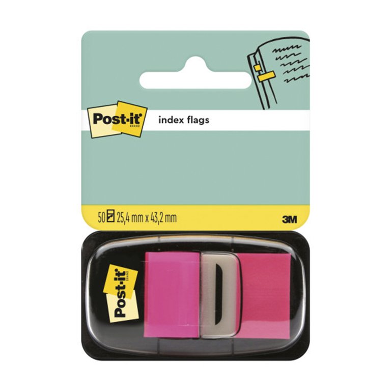 Banderitas Post-It 25,4 x 43 mm Dispensador Rosa Vivo 50 ud.