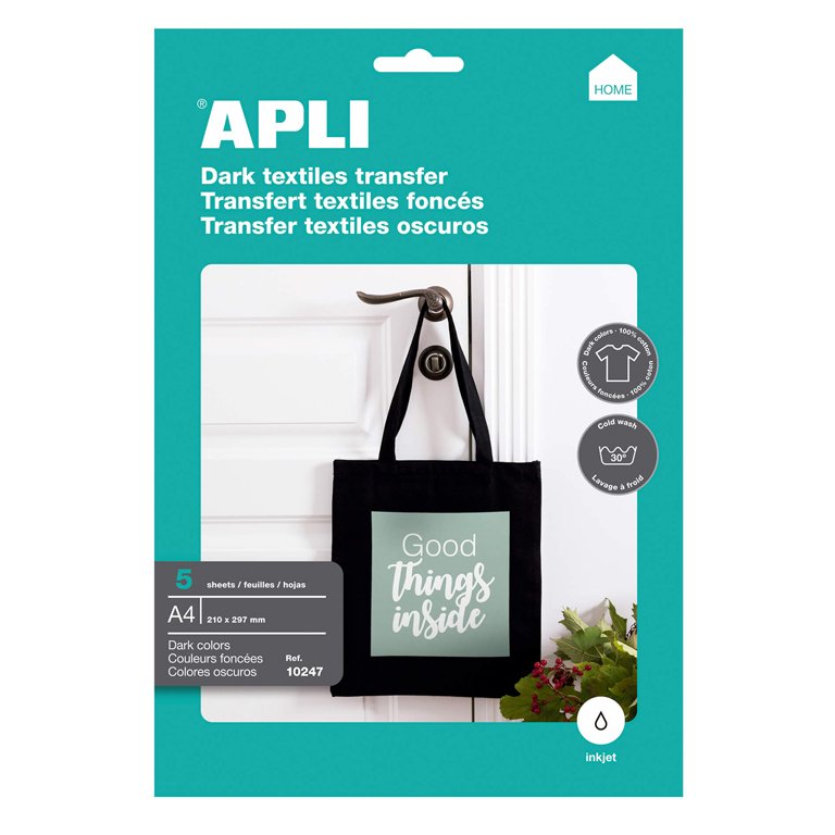 Papel Transfer A4 Apli Tejidos Oscuros 5 Hojas
