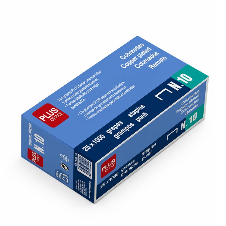 Grapas Plus Office 10 Cobreadas Caja 1000 ud.