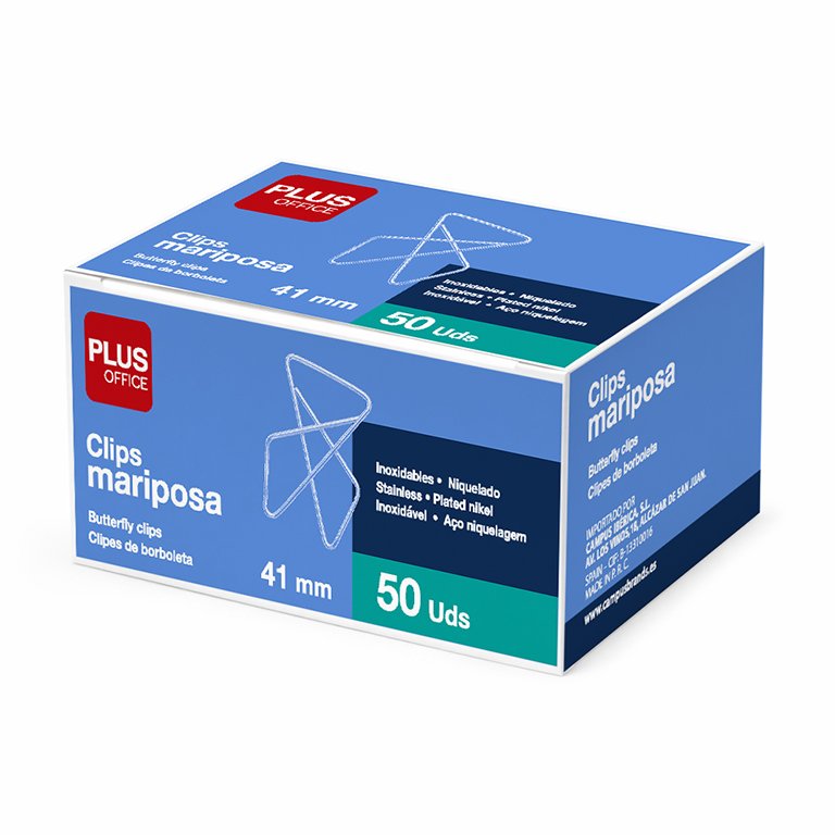 Clips Mariposa Plus Office 41 mm 50 ud.