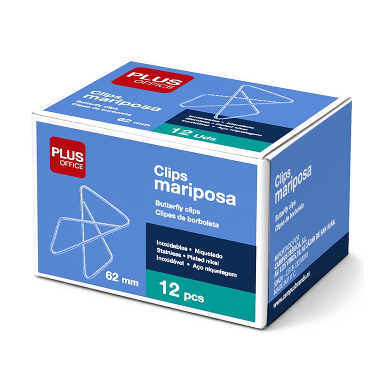 Clips Mariposa Plus Office 62 mm 12 ud.