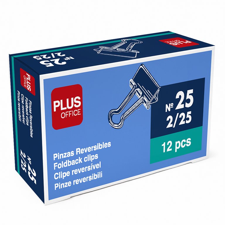 Pinza Sujetapapeles Reversible Plus Office Nº 25 25 x 11,2 mm 12 ud.