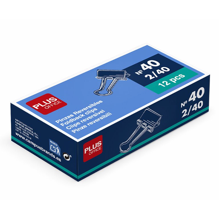 Pinza Sujetapapeles Reversible Plus Office Nº 40 40 x 22 mm 12 ud.