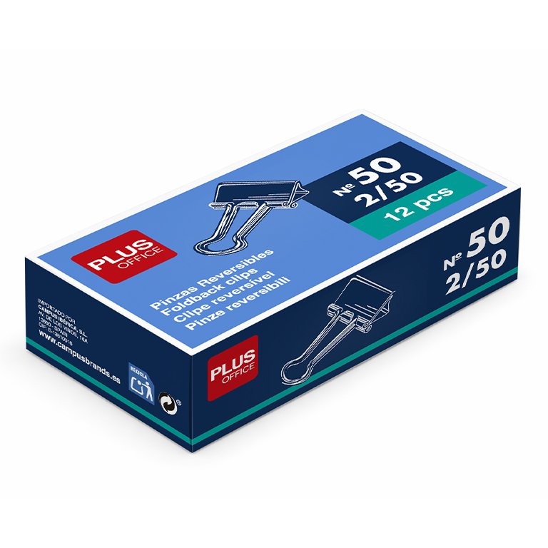 Pinza Sujetapapeles Reversible Plus Office Nº 50 50 x 30 mm 12 ud.