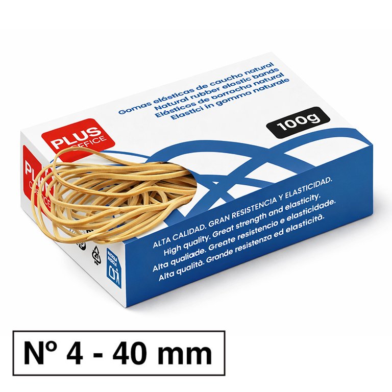 Gomas Elásticas Plus Office Nº 4 40 mm Caja 100g
