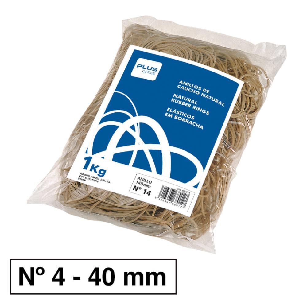 Gomas Elásticas Plus Office Nº 4 40 mm Bolsa 1000 g
