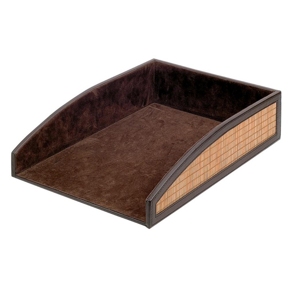 Bandeja Sobremesa Simil Piel y Caña Plus Office Marrón 240 x 80 x 340 mm