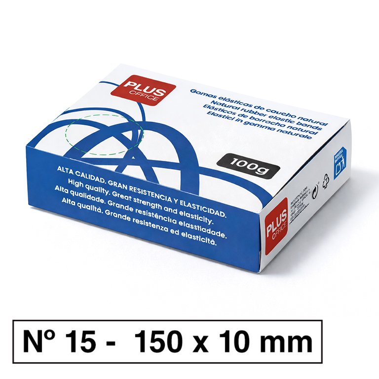 Bandas Elásticas Plus Office Nº 15 150 x 10 mm Caja 100g